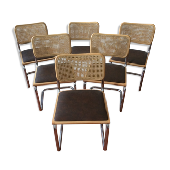 Set of 6 chairs cantilever of Marcel Breuer model Cesca B32