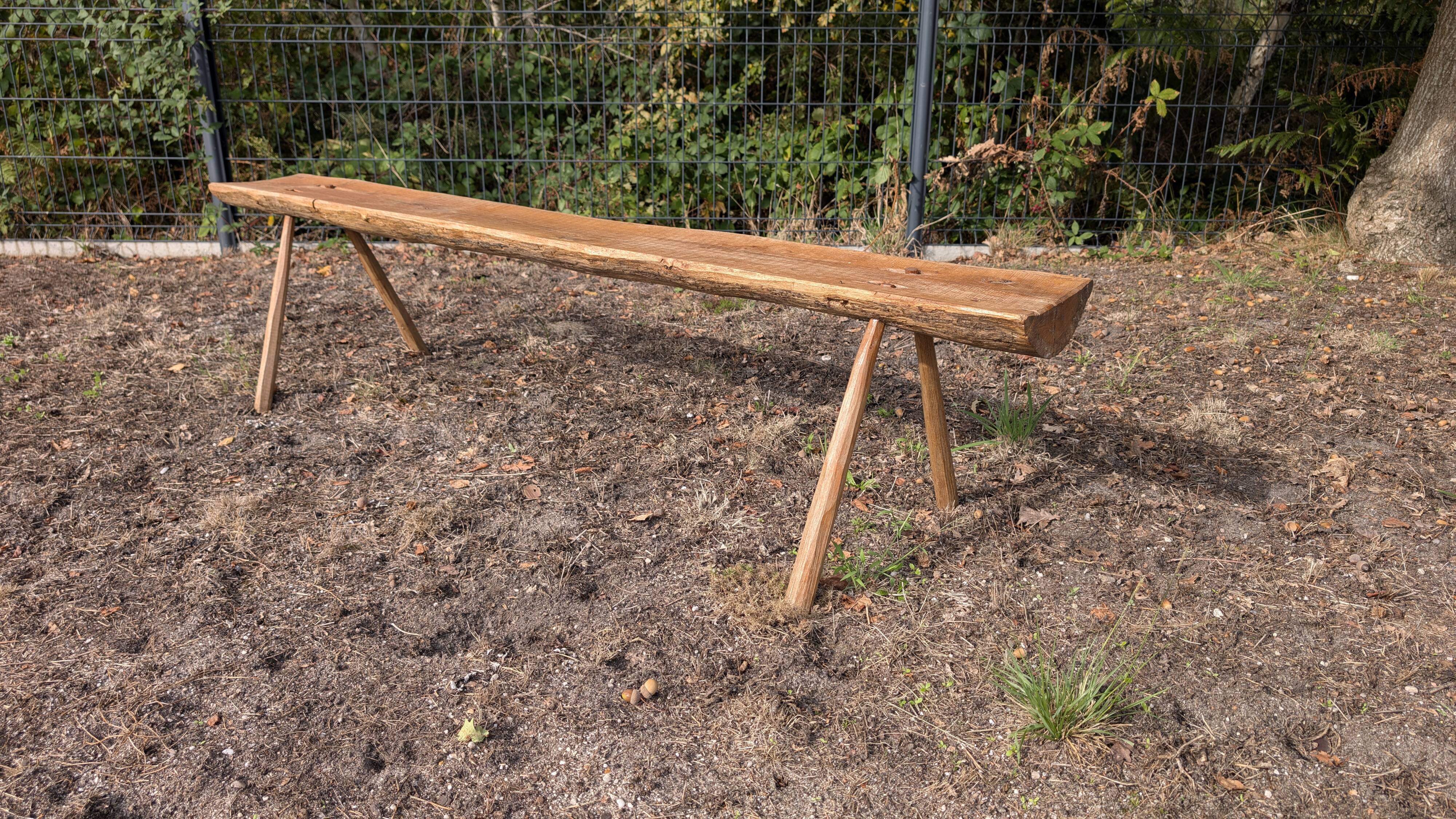 Pair of brutalist wooden benches – 70s design style