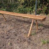 Pair of brutalist wooden benches – 70s design style