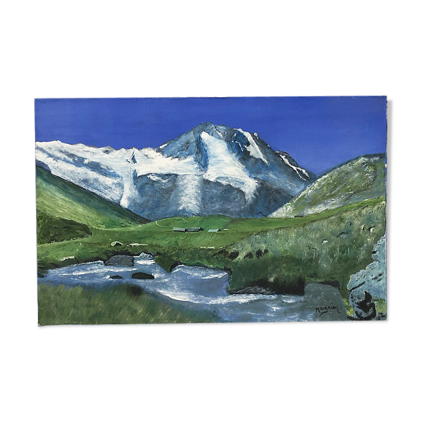 Painting mountain landscape