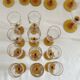 Set of 41 antique glasses with amber stems - water, wine, liqueur, champagne cups.
