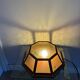 Vintage Octagonal Copper Amber Glass Flush Ceiling Lamp 1960s-70s