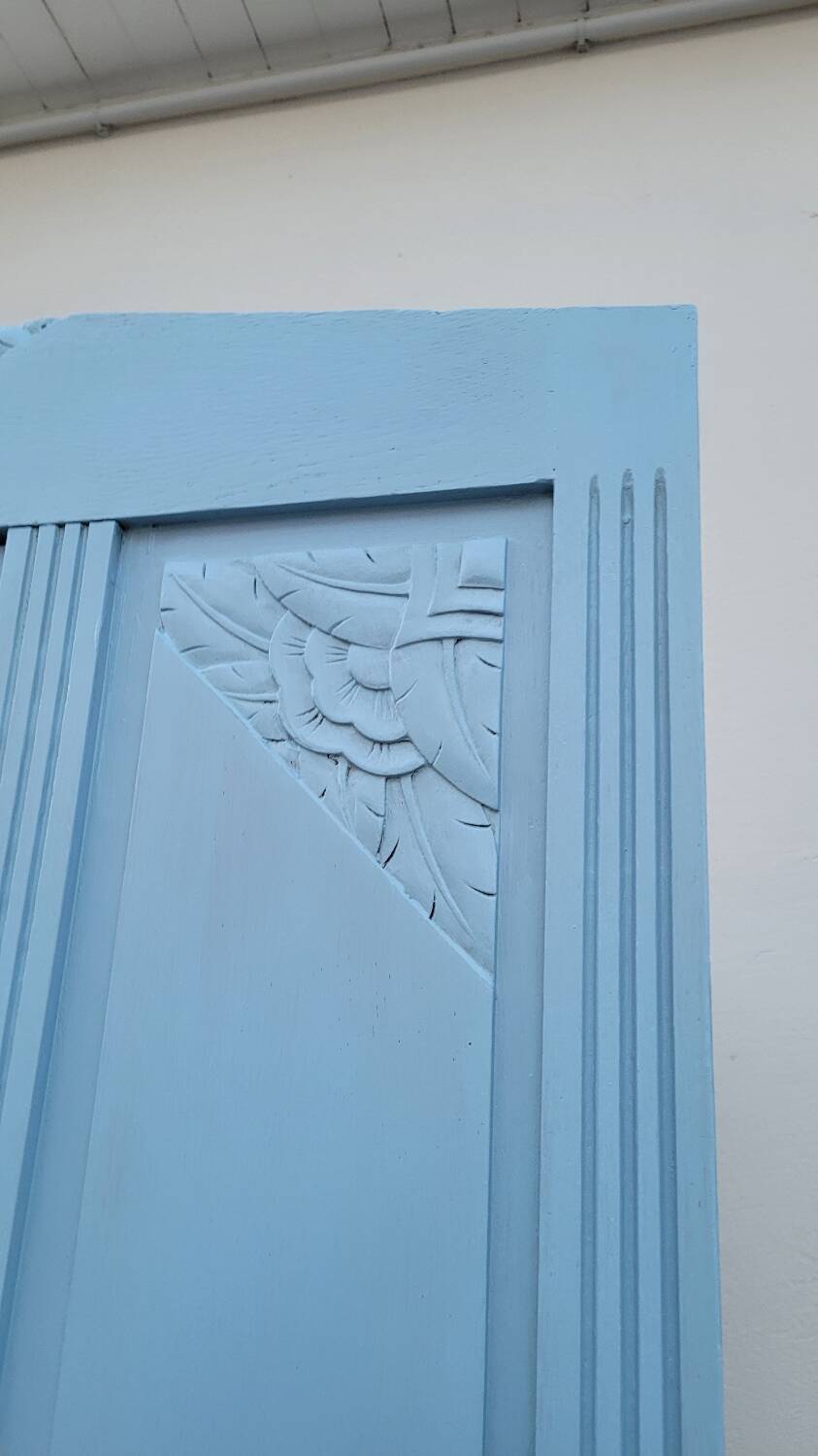 Parisian Art Deco armoire with beveled mirror and painted decoration