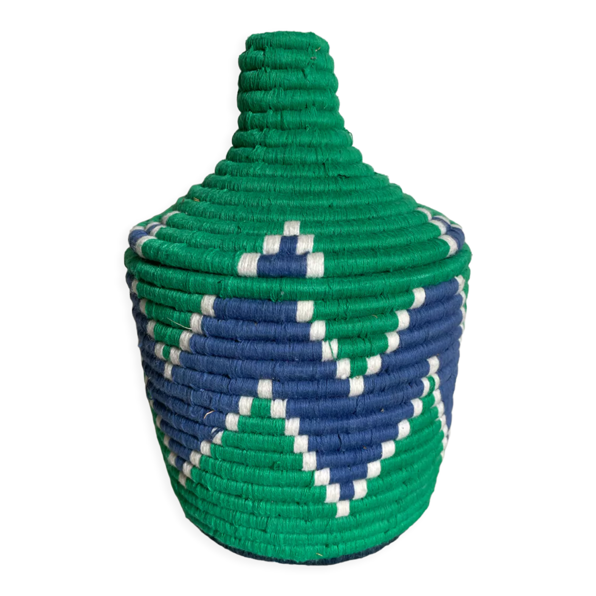 Bohemian artisanal Moroccan box colored green and blue