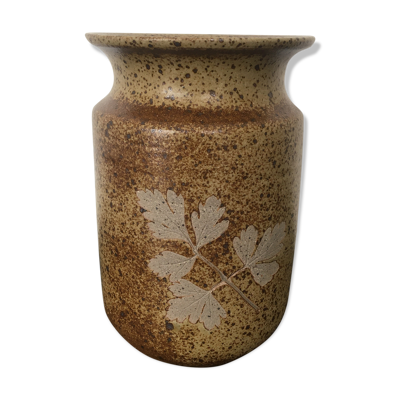 Vase en grès émaillé décor feuillage
