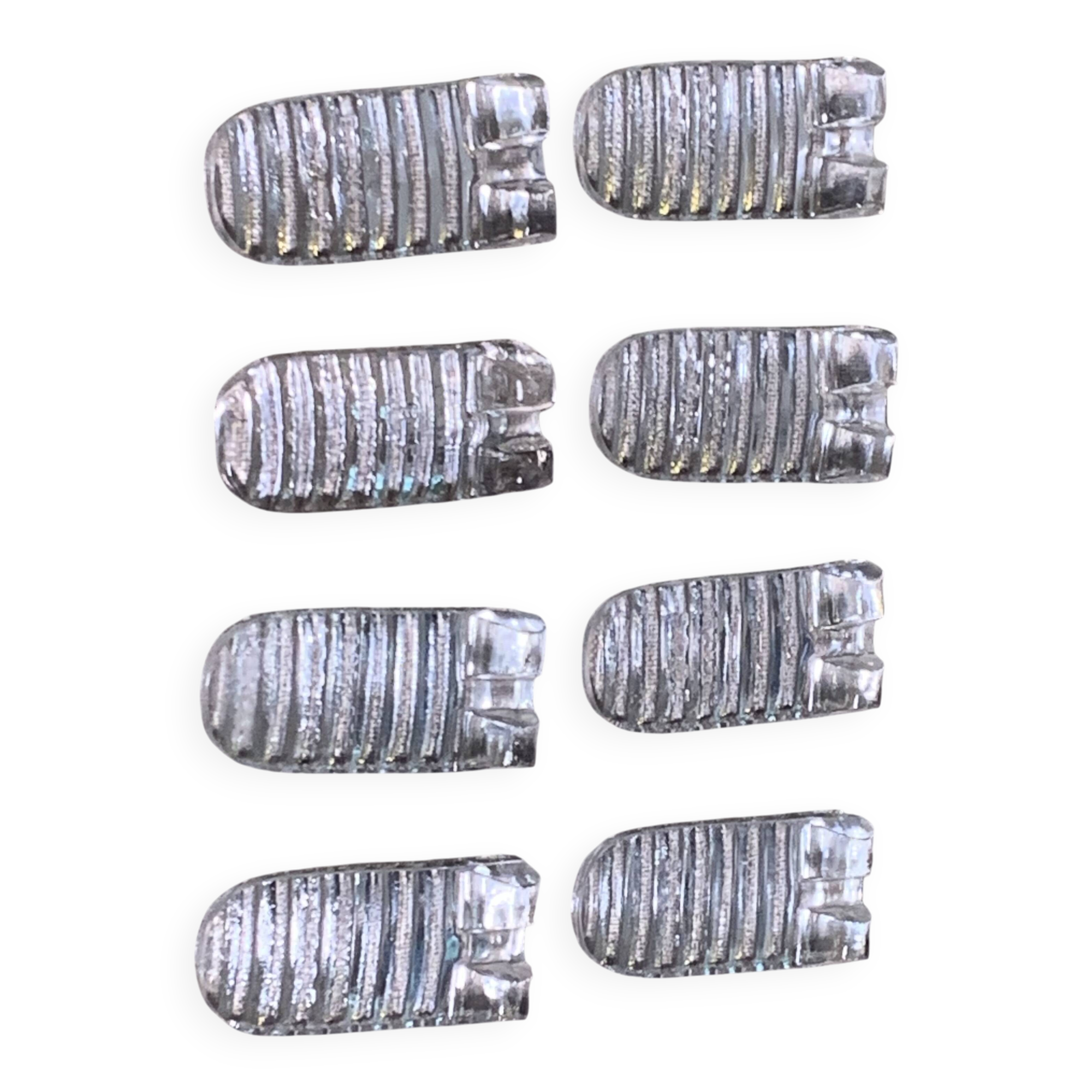 8 knife holders in transparent molded glass, patented SGDG vintage 1960