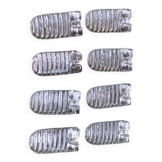 8 portes couteaux en verre transparent moule, breveté SGDG vintage 1960