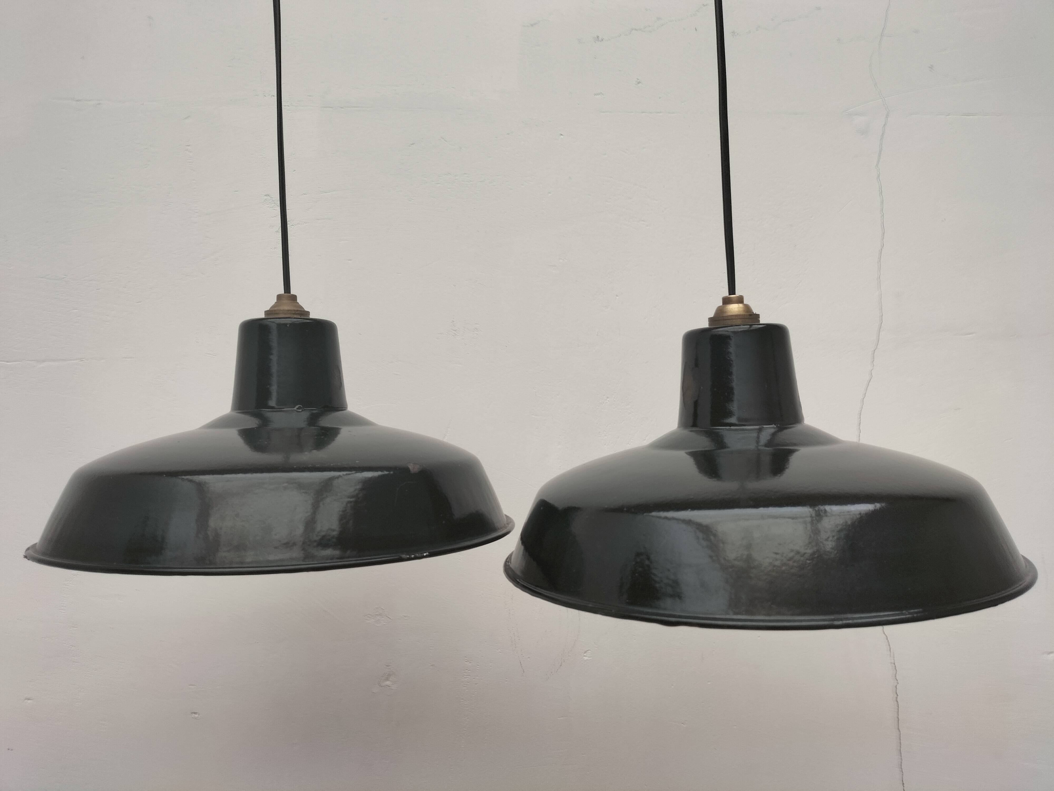 Enameled sheet metal pendant lights