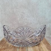 Large vintage oval cut amethyst glass bowl