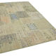 Handwoven oriental overdyed 169 cm x 245 cm beige patchwork rug