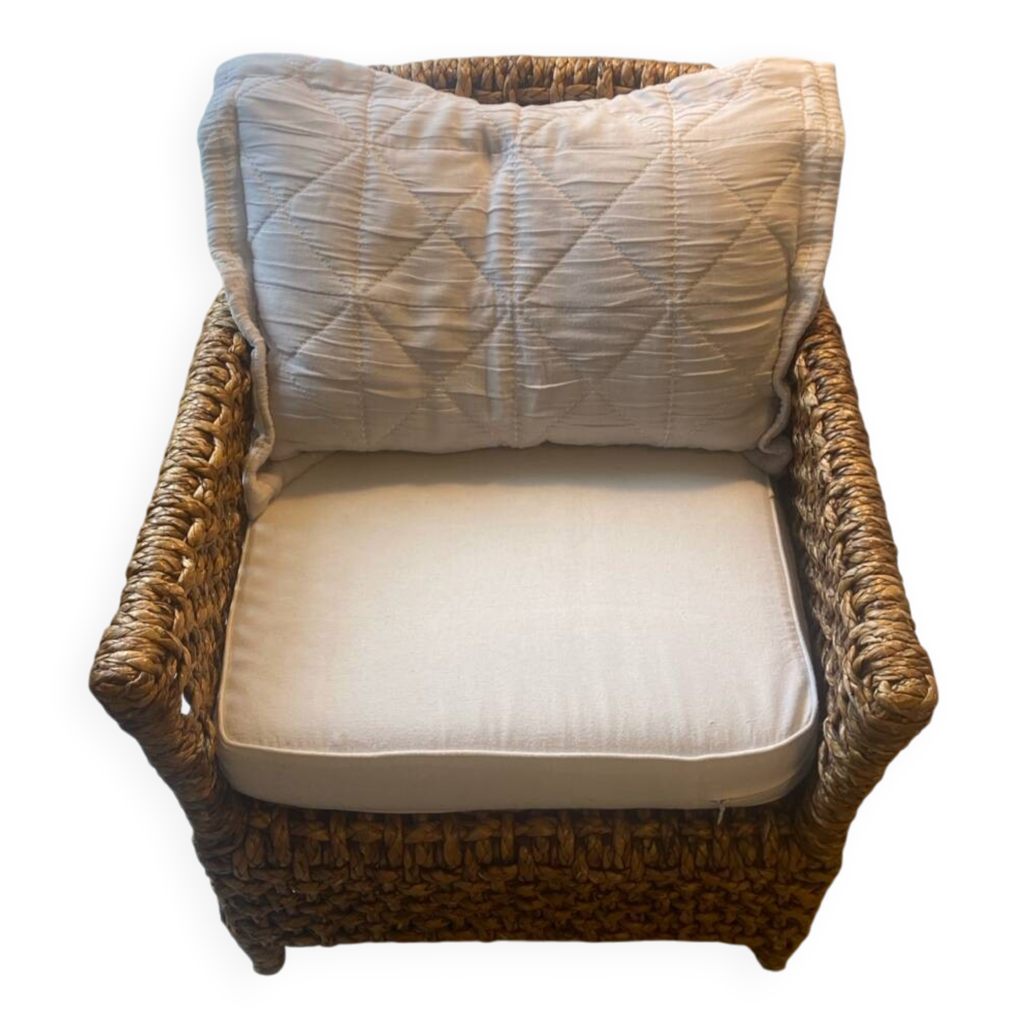 Rattan armchair + 2 cushions