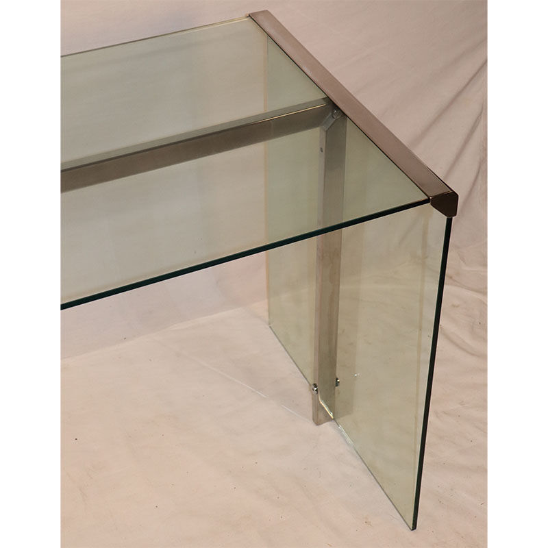Gallotti and Radice design desk in glass and chrome 1970