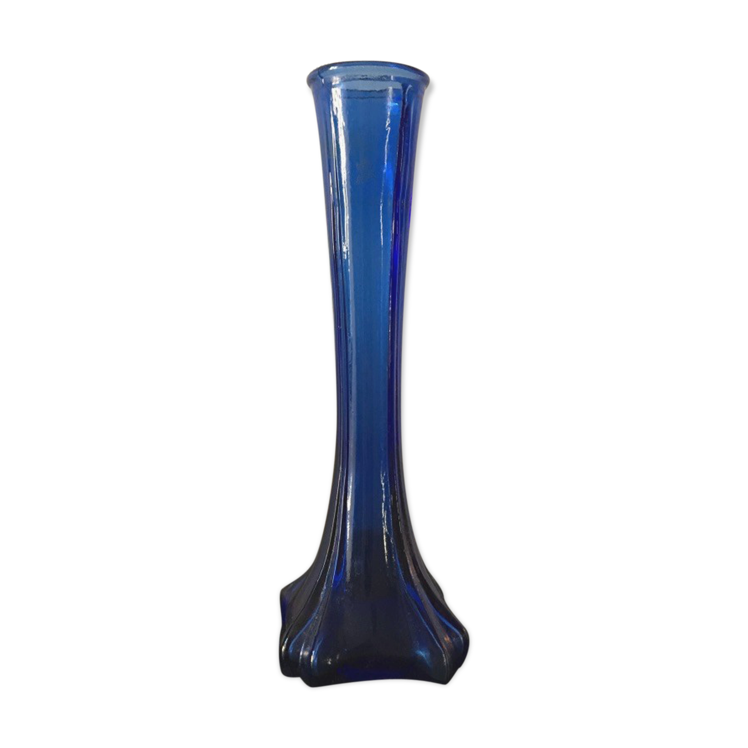 Blue moulded glass soliflore