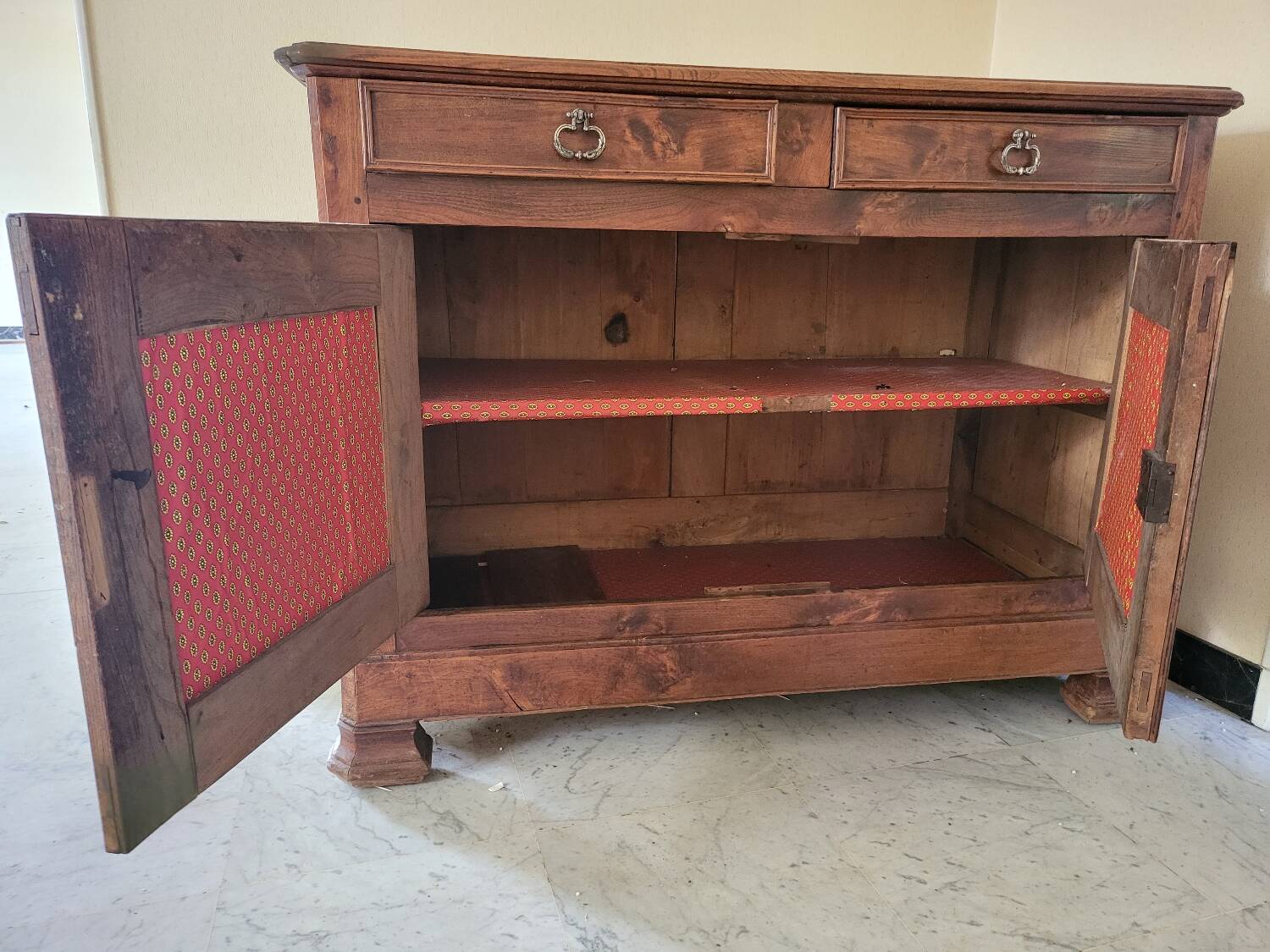 Antique solid wood sideboard – 2 drawers, 2 doors – natural patina