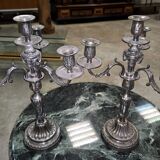 Pair of silver-plated candelabra – Louis XVI style –