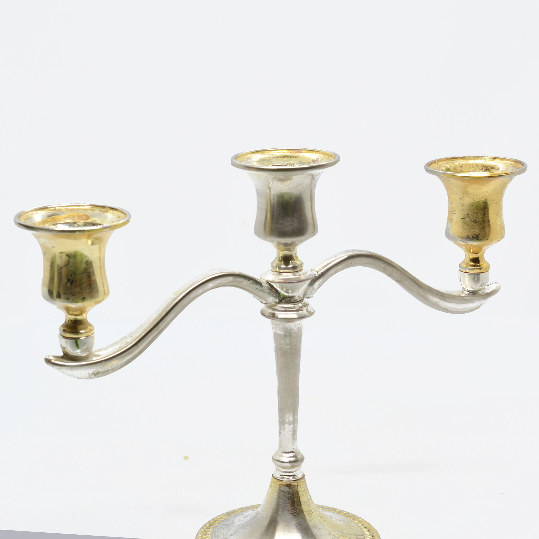Three-branched plated candlestick, France of the south of the 20th century