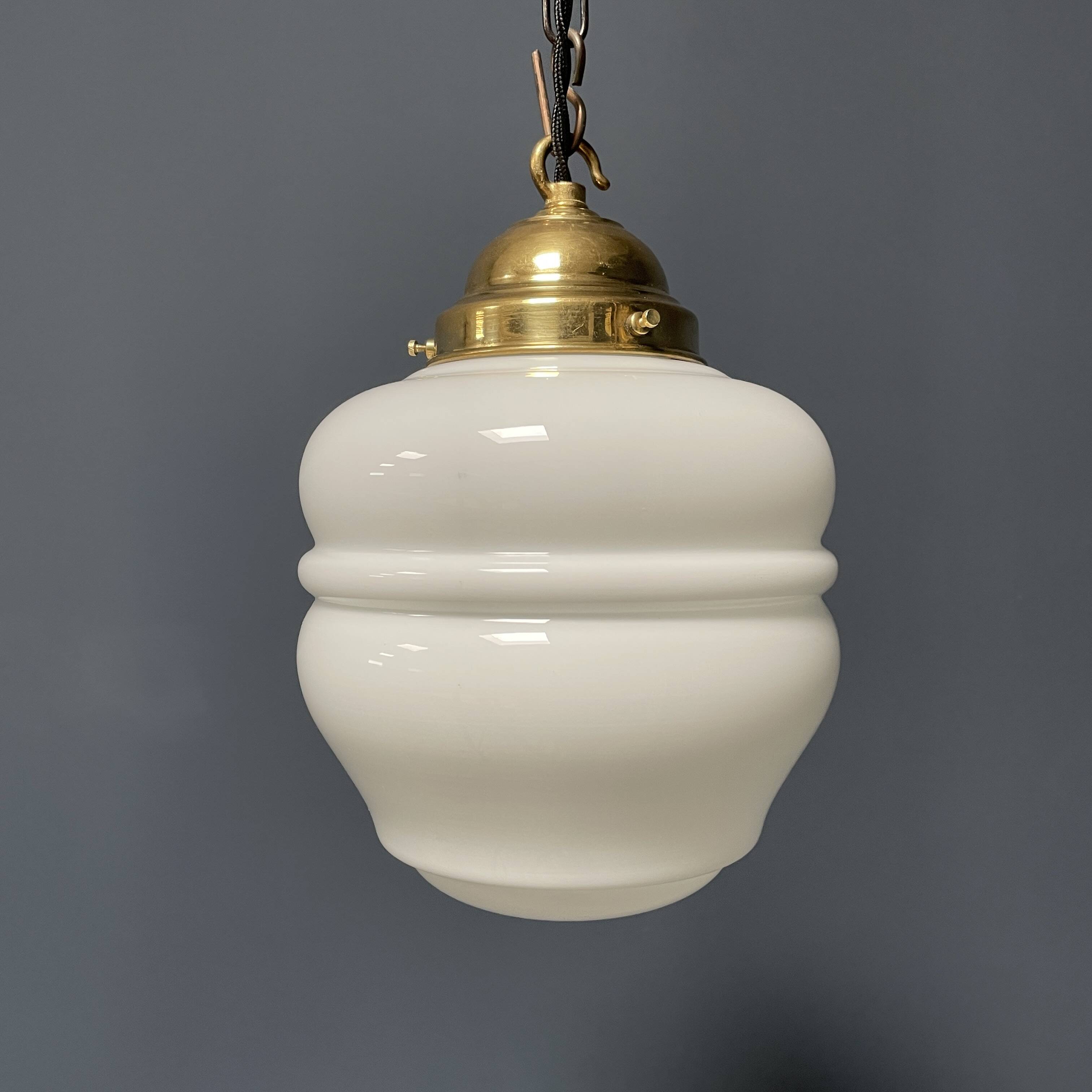 English opaline with brass glass pendant lamp
