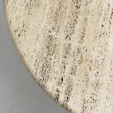 Table basse circulaire vintage en travertin, années 1970