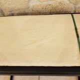 Drap ancien en lin et métis fleur bleue