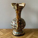 Ancien vase - Hubert Bequet - décor floral peint à la main - Made in Belgium