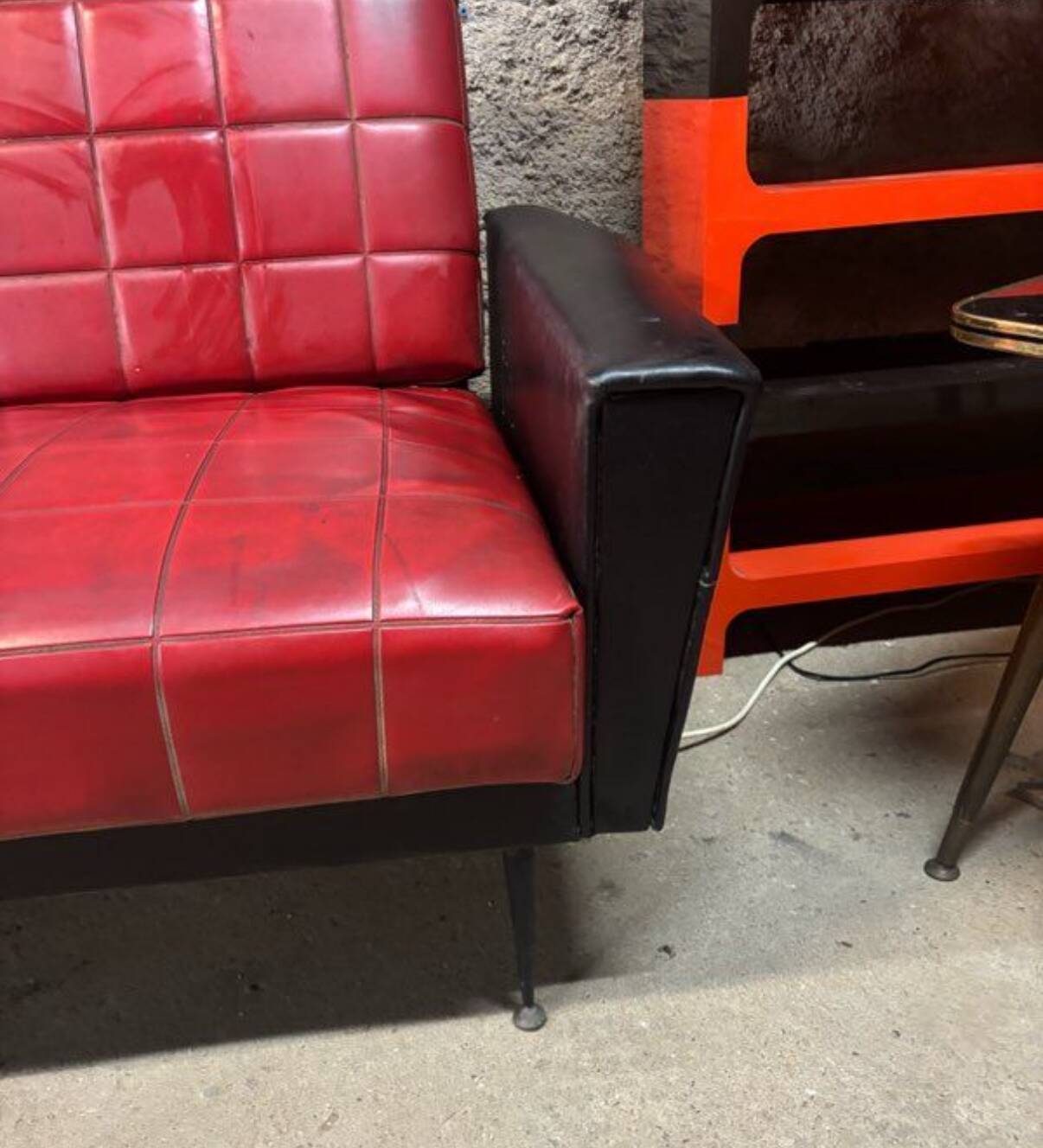 Vintage sofa and 2 armchairs with compass feet