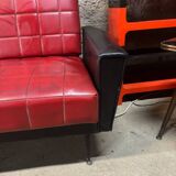Vintage sofa and 2 armchairs with compass feet