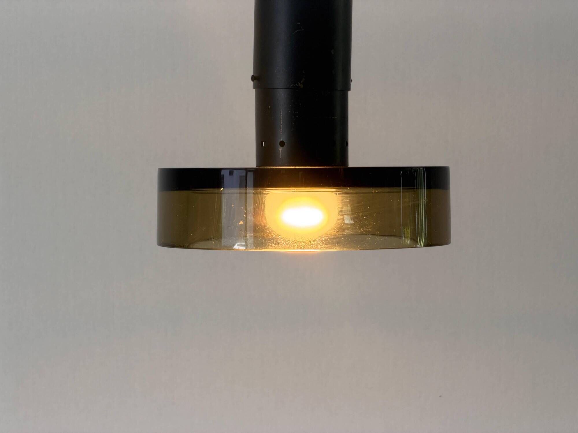 Flush mount in glass and yellow-brown metal by Seguso, 1950s, Italy.