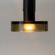 Flush mount in glass and yellow-brown metal by Seguso, 1950s, Italy.