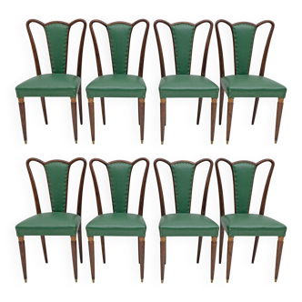 Huit chaises de salle à manger modernes du milieu du siècle attribuées à Guglielmo Ulrich, années 1940