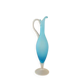 Elegant azure blue blown glass ewer vase