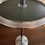 Modernist metal and leather standing ashtray