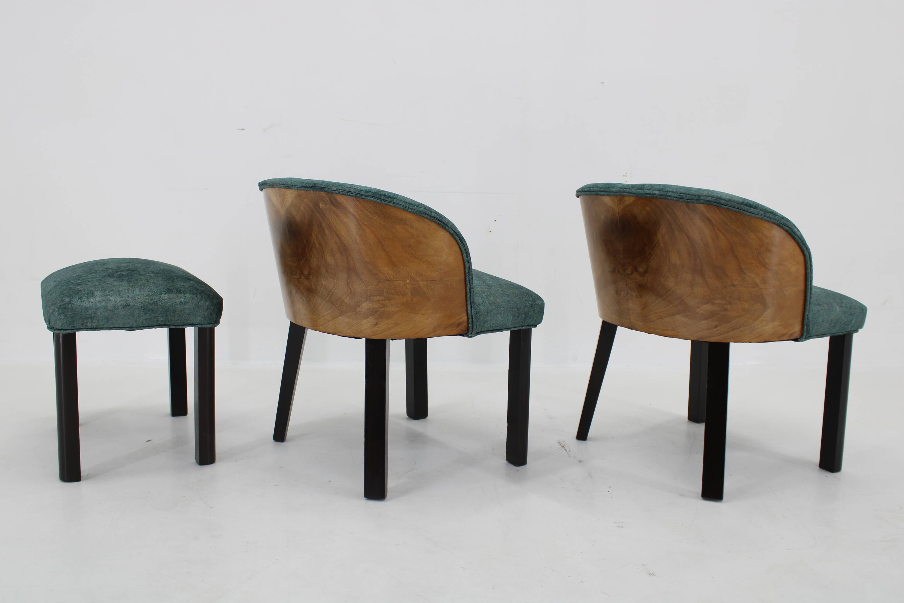 1940s Pair of Chairs with Stool, Italy