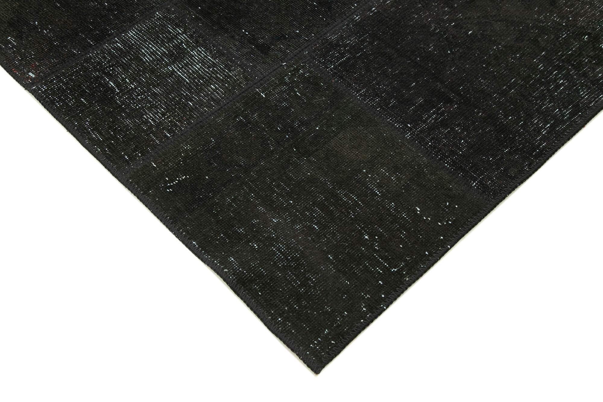 Hand-Knotted Anatolian Contemporary 172 cm x 241 cm Black Patchwork Carpet