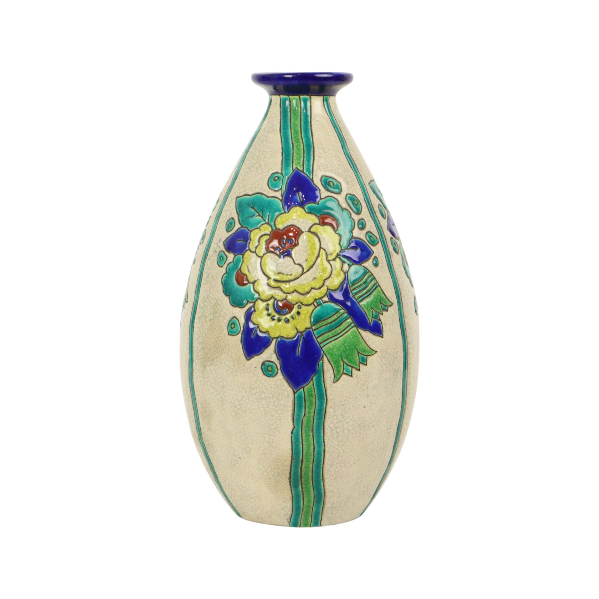 Vase Art Déco Polychrome Charles Catteau Boch Keramis D2366