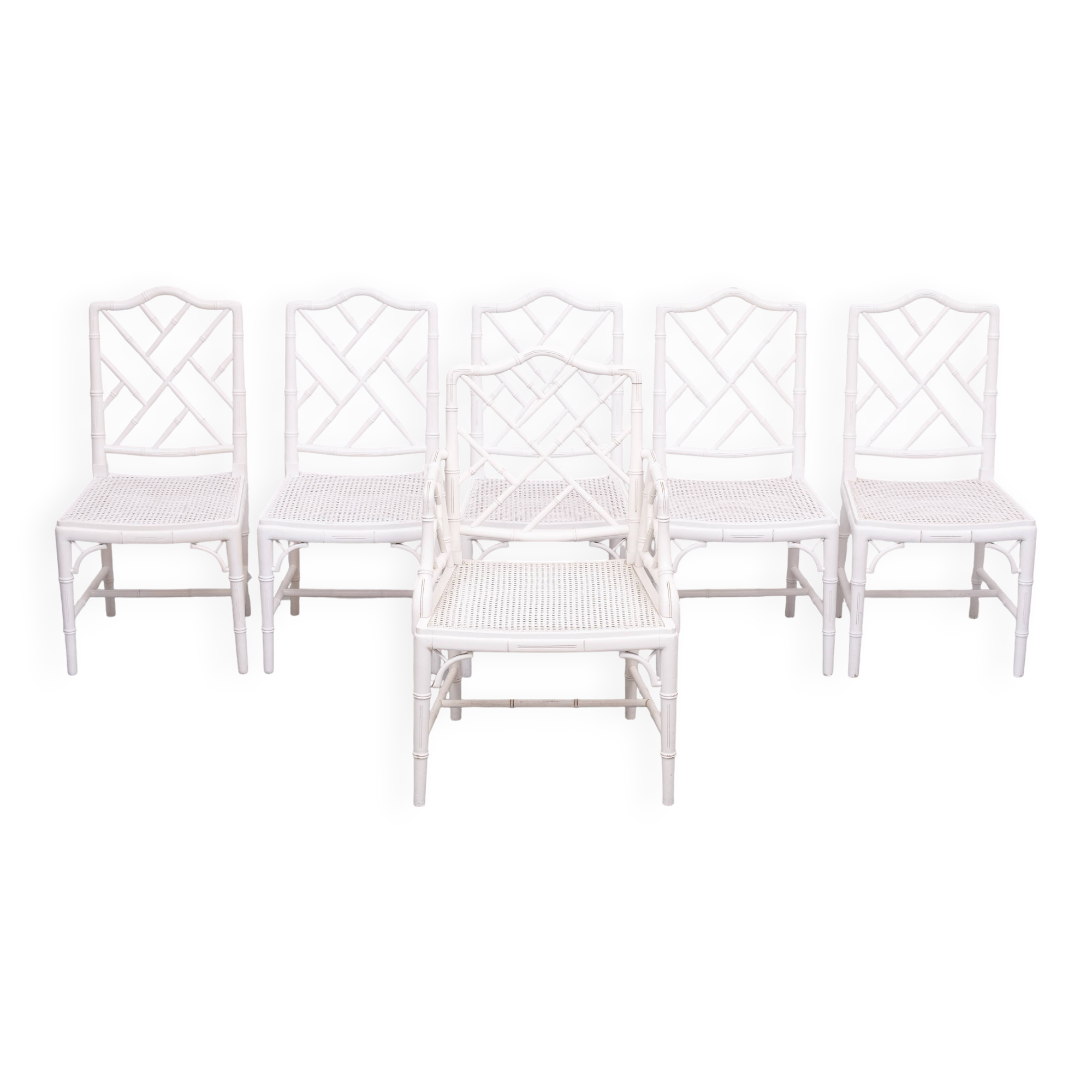 Chinese Chippendale Faux Bamboo Dining chairs set of 6