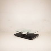 Cidue Mid Century Italian Black Lacquer, Mirror and Glass Coffee Table 1970