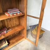 Glass cabinet or display case in pine 1950