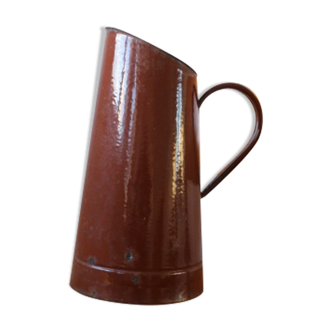Brown enamelled steel pitcher