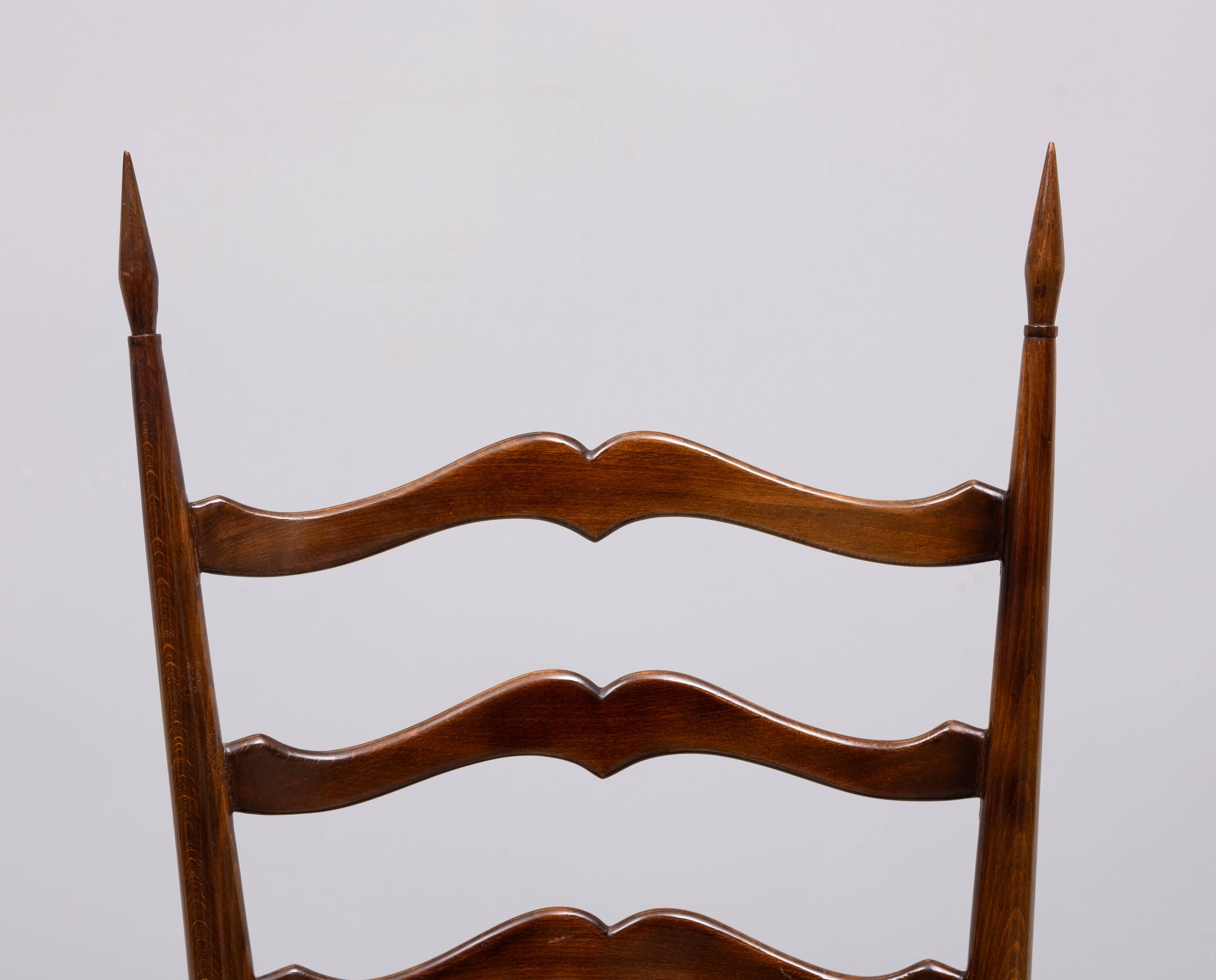 Set ladder back chairs paolo buffa 1950s italy