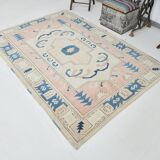 5x7 Peach & Blue Contemporary Vintage Rug, 154x226Cm SK22969
