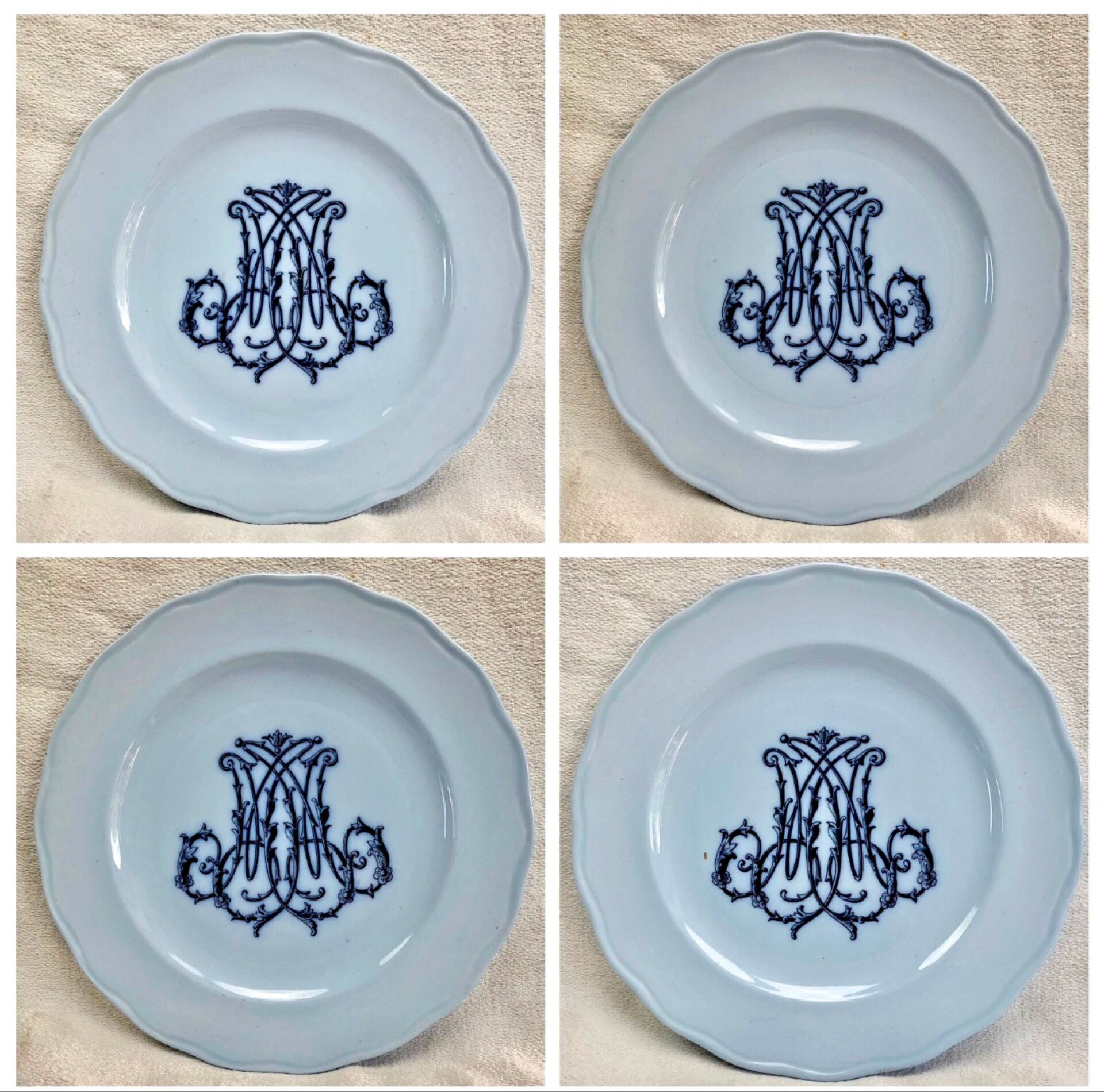 10 anciennes assiettes à dessert XIX Brown Westhead More & Co