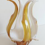 Mid-Century Modern Murano Glass Vase, Amber & Opal, Italy, 1960s
