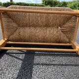 Vintage beech bench and country style straw
