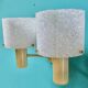 Pair of brass and gold plastic sconces with granite lampshades, France 1950