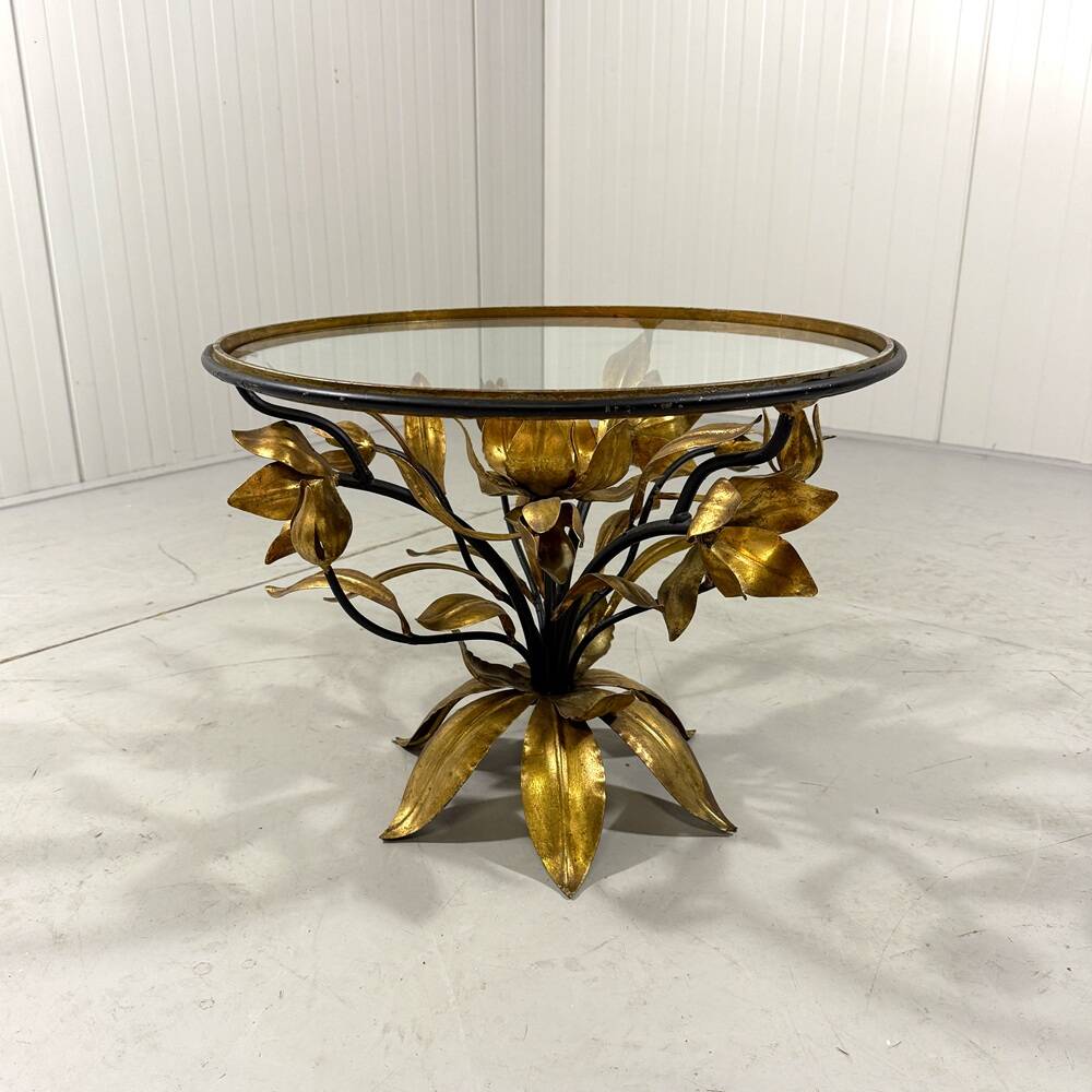 Hans Kögl gilded metal and glass coffee / side table
