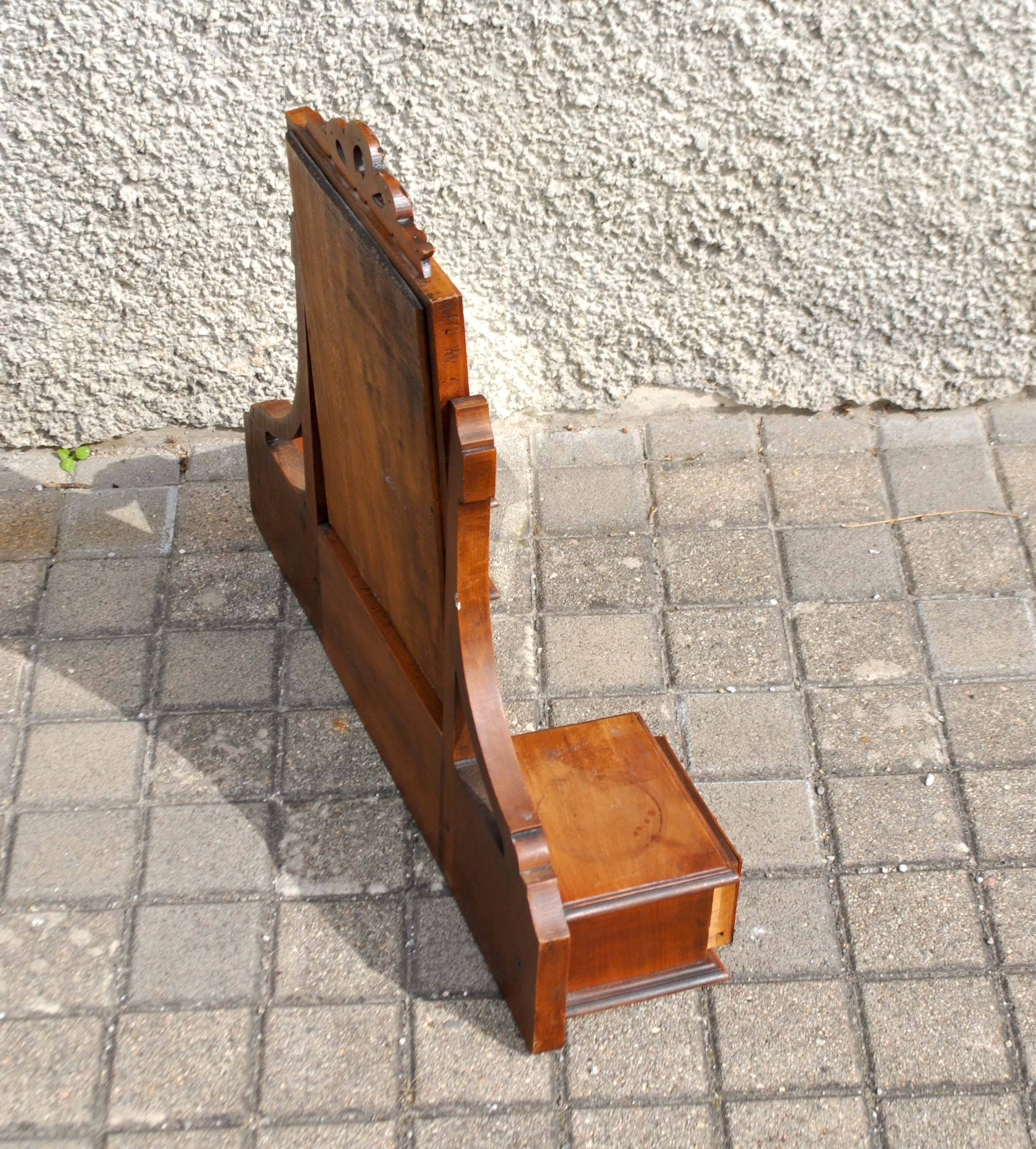 Carved wooden table mirror with ribbon bow - Old Psyche dressing table
