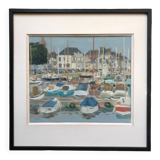 Gouache by Henri REITER (born in 1938). Normandy port.