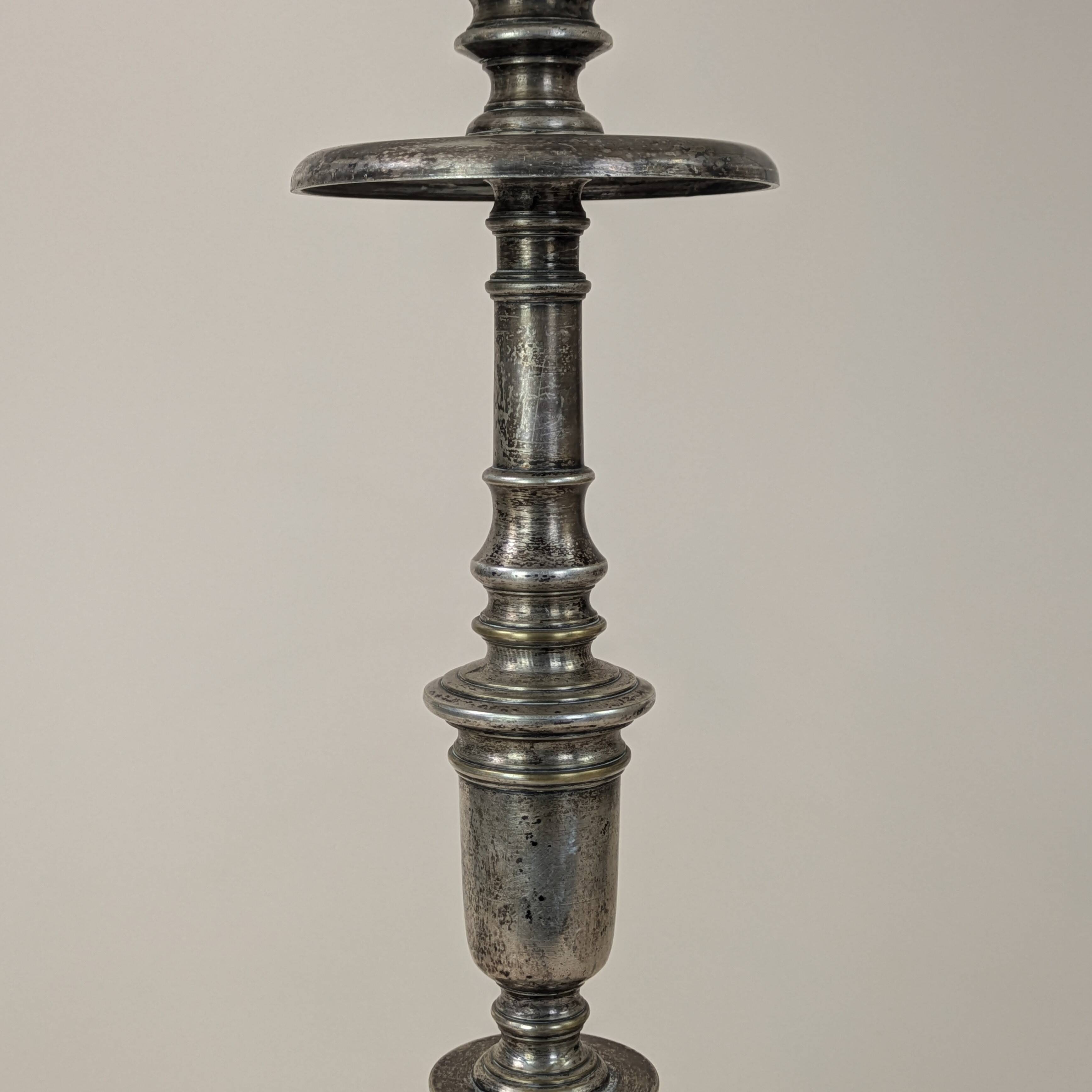 Antique French Table Lamp Silver Bronze Elegant Decoration