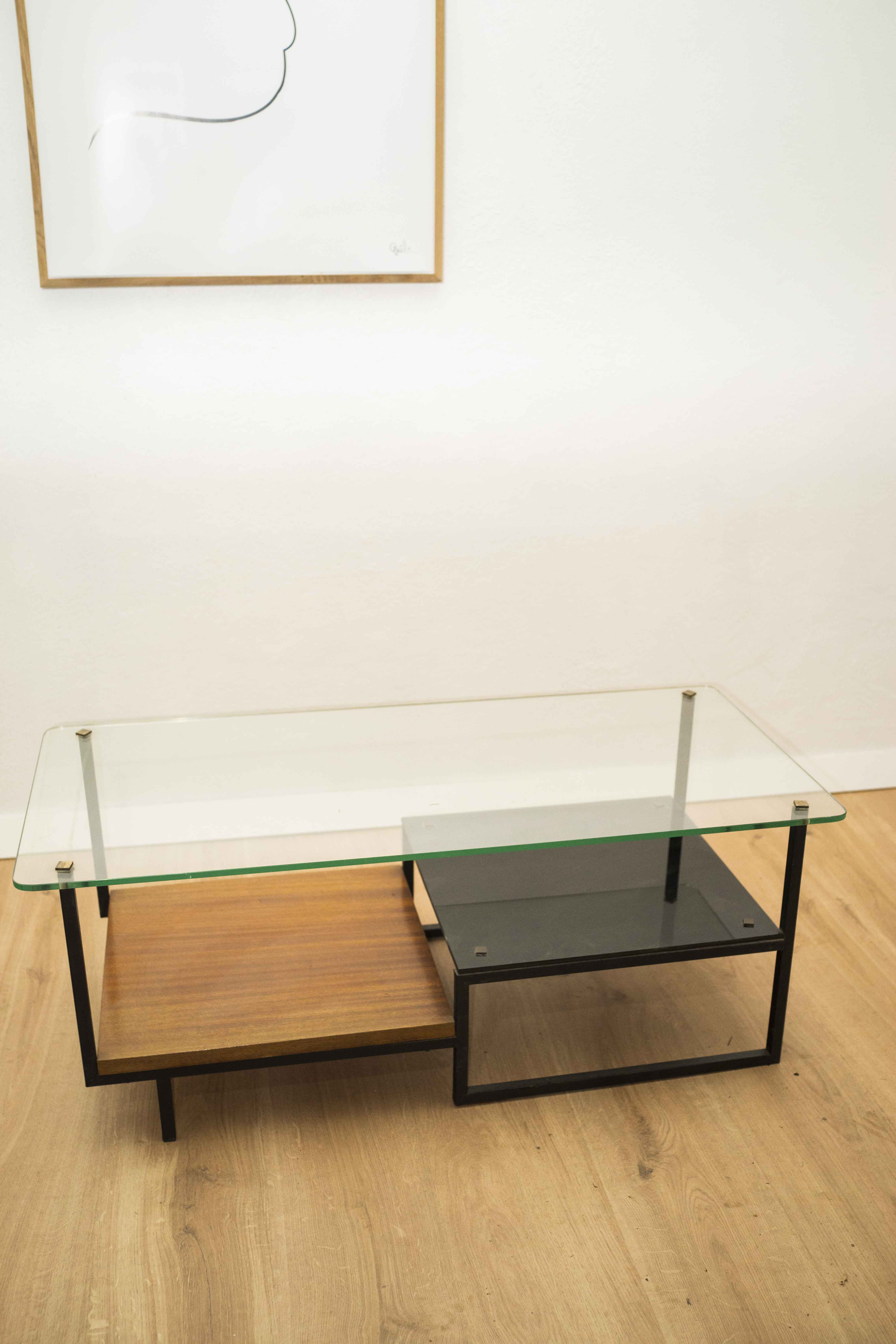 Table low vintage 50s 60s glass