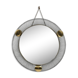 Vintage metal and brass openwork mirror Vereinigte Werkstätten Munich 1950